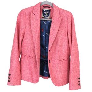 Boden Pink Wool Herringbone Blazer